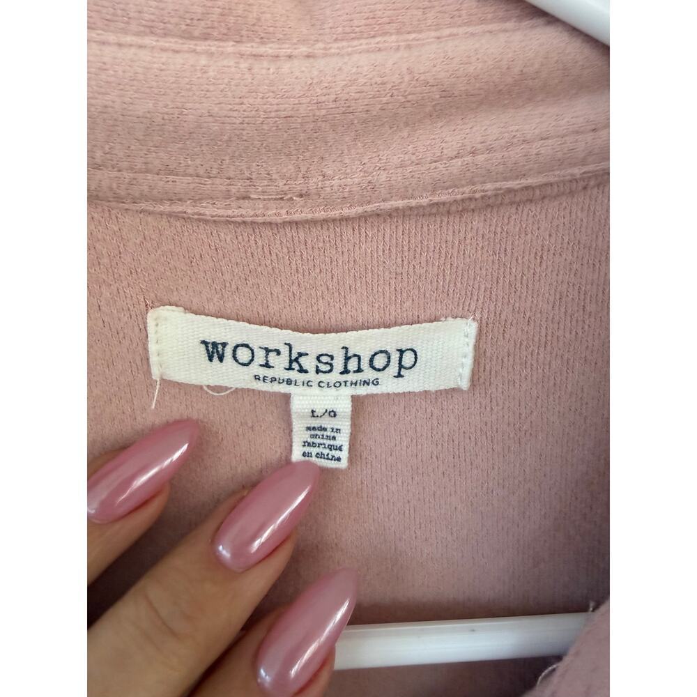 Workshop Republic Clothing Pink Button Down Shirt Soft Knit Collared Top L - Picture 3 of 5